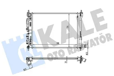 KALE 363590 Motor Su Radyatoru Kıa Rıo Iv 1.4 17=> ; Stonıc 1.4 Lpg-Cvvt 17=> (At) [brazıng] [500x376x16] 