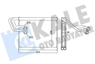 KALE 416940 Evaporator Hyundaı I20 08<14 (Valfsız) [brazıng Al-Al] [228x273x34] 