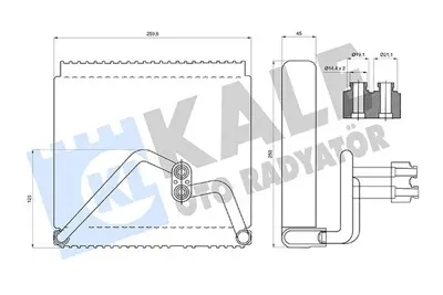 KALE 416965 Evaporator Kıa Rıo Iı 1.5crdı 1.6 16v 05<11 (Valfsız) [brazıng Al-Al] [250x259,8x45] Evaporator 