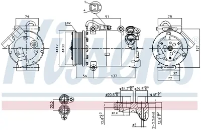 NISSENS 890040 Klima Kompresoru Ford Focus - C-Max - Mondeo - Kuga 2.0 Tdcı 10 > Range Rover Evoque 2.2 11> LR056300 REAV6119D629DC