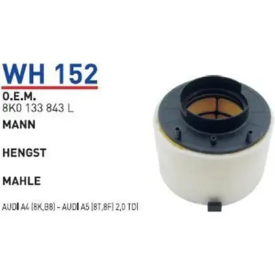 WUNDER WH152 Hava Filitresi A4 Allroad B8 (8kh) A5 (8t3) | A5 - 8K0133843L