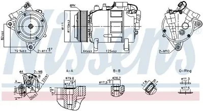 NISSENS 891148 Klima Kompresörü F-40-44-45-46-48  F-54-55-56-57-60 64526842618 6452684261801 6452684261803 64527948797 7948797