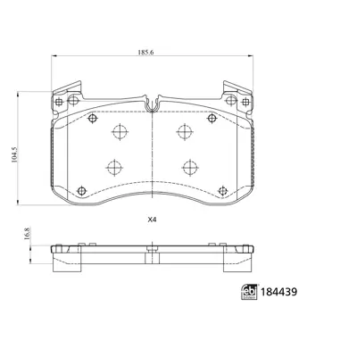 FEBI BILSTEIN 184439 Fren Balatası On X167 19> W463 18> V167 19> 0004201906