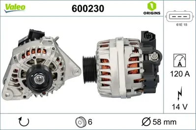 VALEO 600230 Alternatör Hyundaı Tucson 2.0 L 2612741 3730004310 373002B300 373002B300RU 373002B600 373002B600RU 373002E200 373002E200RU 373002E300 373002E300RU