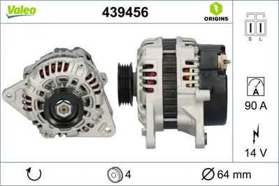 VALEO 439456 Alternator Lancer Galant V Lancer V 1,6 / 1,8 1001869 1005351 1005391 1012463 101543902 1015821 1015822 1017500 1018818 1018872