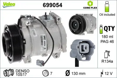 VALEO 699054 Kompresor Honda Accord Vııı 2003 > 2473001330 38800RAAA01 38810RBA006 4471804670 4472204860 4472606980 H55019 H55019O HS11012307 HS110R