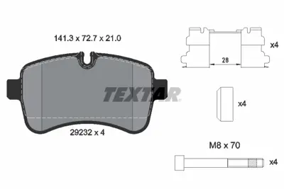 TEXTAR 2923201 Fren Balatası Arka 128200 504232812 MDB2908 PA6027 DBP2040 5P1296A BPD1080 ADL144220 37630OE 252923221