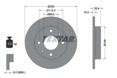 TEXTAR 92134903 Fren Dıskı Arka M4605A076 8A60710 4544200072 4605A076 17671OE 305210 5815203036 8DD355111521 522128 DF4474