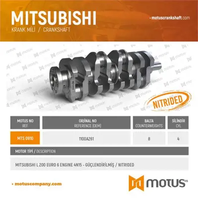 MOTUS 910 Krank Mılı (8 Balta) Mıtsubıshı L200 Euro 6 Motor 4n15 2015-> Guclendırılmıs 1100A261