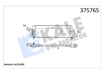 KALE 375765 Turbo Radyatörü 14461BC400 30995 818354 DN4479 13014714 77025N 720015 96307 55062DH3