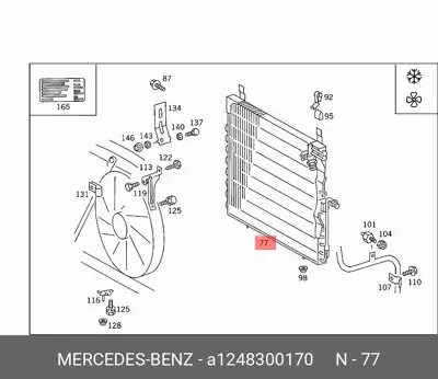 MERCEDES A1248300170 Klima Radyatörü 124-102 GM 1059077, GM 1248300070, GM 12483001070, GM 1248300170, GM 1248300270, GM 1248300370, GM 1248300570, GM 1248300670, GM 1248301070, GM 1248301270