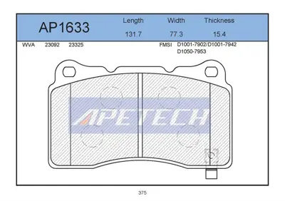 APETECH AP1633 Fren Balatası Ön Astra J 09> 1.6 Sdı 2.0 Bıturbo Cdtı Insıgnıa 08> 2.0 Cdtı 2.8 V6 / Lancer 03> 2.0 16v 2.0 Evo / Impreza 00> / 9-5 10>12 