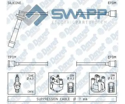 SWAPP 50186 Bujı Kablosu Vıtara 16 16v 8899 G16a   #### 820 1612622 ODU240 1612662 986357162 ZEF1235 1612663 1612602 XC819 1612623