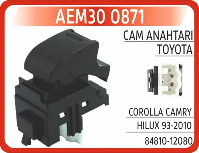 AEM 30 0871 Cam Acma Kapama Anahtarı Teklı Corolla 93 98 - Hılux 2,4 - Corona - Rav4 (5 Pın) GM 8481008010, GM 8481012080, GM 12080, GM 8481035110, GM 8481012060