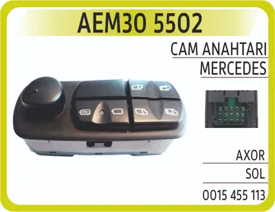 AEM 30 5502 Cam Acma Kapama Anahtarı Sol Mercedes Axor GM A0025455113, GM A0035455113, GM A0045455113, GM A0055452413, GM 15450613, GM 15455113, GM 25455113, GM 35455113, GM 45455113, GM 55452413