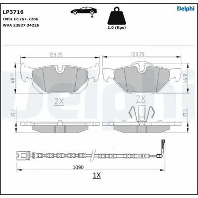 DELPHI LP3716 Fren Balatası Arka (Kulaklı) Bmw E87 E90  X1 E84 