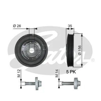 GATES TVD1007A Krank Kasnağı 1987945619 24935 36155 49418949 544005410 60924935 60936154 60936155 80000600 ADN16130 DP036 DP0600 DP0600K DP084 DPV1060 DPV1065 F78005 F78013