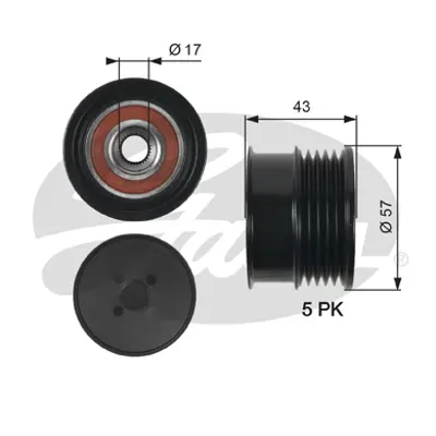 GATES OAP7088 Alternatör Kasnağı Opel Astra H, Zafira 2.0t 03.04- 120a 38264 40938264 535019010 DC9521 F00M991210 F51100 VKM03507 ZN5530