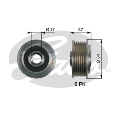 GATES OAP7160 Alternatör Kasnağı Mazda 3 2.3mzr/2.3mps 06-, 6 2.3 Mps 05- , Cx-7 2.3mzr 06- 101928 535022510 F51142