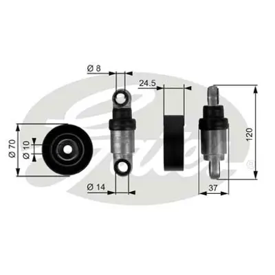 GATES T38242 V Kayış Gergi Rulmanı  Amortisörü Komple M50-52-54 18483 533000310 533009710 APV2109 APV2220 APV2256 N1919 N1919S T0405