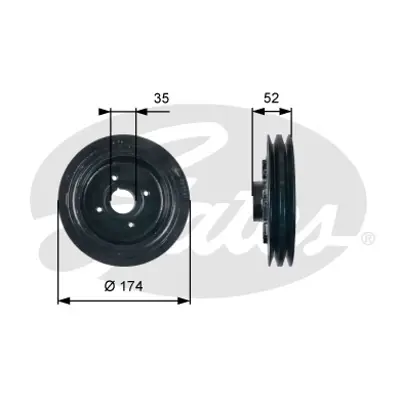 GATES TVD1124 Krank Kasnağı Mıtsubıshı L 200, L 300 / Delıca Iı, L 300 Iıı, Pajero Sport I 2.5d ADC46109 DPV1174