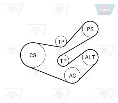 OPTIBELT 6 PK 1750KT2 Kanallı V Kayış Seti K016PK1750
