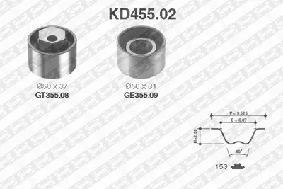 NTN / SNR KD455.02 Triger Seti Renault Express,9,11 - Volvo 340 (1.6 D.) 530004210 K015051 KH10 KTB109