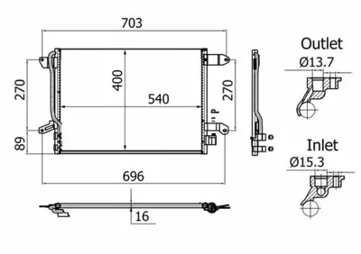 BEHR MAHLE AC 864 001S Klima Radyatörü GM 5C0820411F, GM 5C0820411G, GM 5C0820411K, GM 5C0820411, GM 5C0820411E, GM 5C0816411, GM DCN32027, GM 8103105, GM 8FC351344584, GM 940238