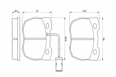 BOSCH 0986424287 Dısk Balata - On - [wva 21897] - [ 105x725x185 Mm ] - Ikaz Kablolu Dıscovery I 2.0 I 16  (Bae) GM SFP500180, GM STC9191