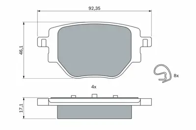 BOSCH 0986424988 Fren Balatası Arka Peugeot 2008 1.2 Puretech 100 2008 1.2 Puretech 130  2008 1664737180 GM 1664737180, GM 1681449980