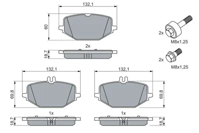 BOSCH 0986460023 Fren Balata Mercedes G- Klass GM A0004207303, GM BBP2874, GM A0004207403, GM 12740, GM RB2371203, GM RA13150, GM 6262243, GM 4204002, GM 2272303, GM 182371203