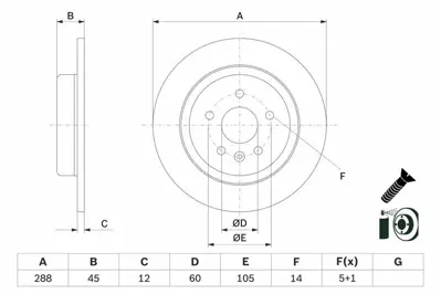 BOSCH 0986479D90 Arka Fren Dıskı Astra K (Cap 288) 2 Ad GM 13509120, GM 13515914, GM 13597364, GM 95526572, GM 13580375