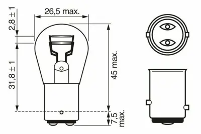 BOSCH 1987302814 Stop Ampulü Şaşı Tırnak 12v 21 - 5w 1016 Corsa C - Corsa D - Astra G - Astra H - Astra J - Vectra B  10 Ad 12V, 21, 5W, 1987302814, 1987302814