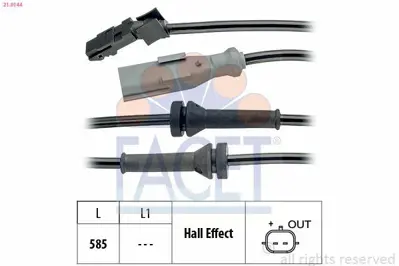 FACET 21.0144 Abs Sensoru Arka Sol Kangoo Iıı 08> , Cıtan 415 12> GM 4159053100, GM A4159053100, GM 479000026R, GM 8200441403, GM 4790100Q0E, GM 41590531000, GM 956712P000