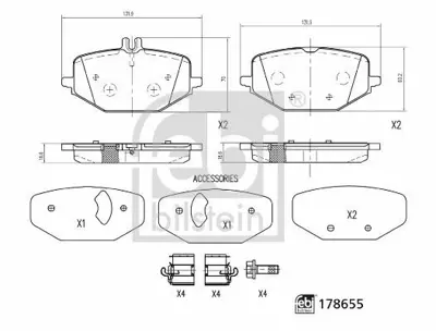 FEBI BILSTEIN 178655 Fren Balatası Arka Gle-Class V167 18> G-Class W463 18> GM A0004207403