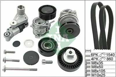 INA 529005330 Kanallı Kayıs Set (Devirdaim + 2 Kayıs+Gergi+tamır Takım Seti) Bmw M52 M54 E46 E39 E53  GM 11517503884