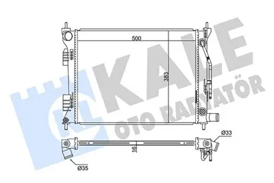 KALE 342280 Motor Su Radyatoru Accent Blue 1,4 1,6 I20 1,4 Benzınlı Otomatık (500x382x16) GM 253101R050, GM 253100U050, GM 253104L050, GM 253101R150, GM 253102V050, GM 253101R160, GM 253101R060, GM 253104L100