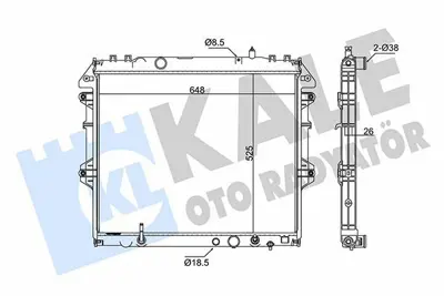 KALE 342335 Motor Su Radyatoru Toyota Hılux 2,5 D4d 3,0 D4d 4x4 2006> Otomatık Vıtes (525x648x26) GM 164000L150, GM 164000C190, GM 164000L170, GM 164000L130, GM 164000L240, GM 164000L250, GM 164000L290, GM 164000L310, GM 164000L311, GM 164000L340