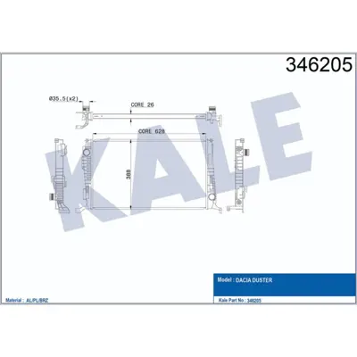 KALE 346205 Motor Radyatoru Duster 1,5dcı 2010> GM 8200880550