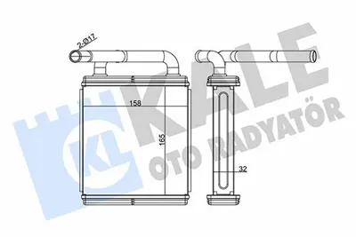 KALE 346560 Kalorifer Radyatoru Hyundai H100 Minibus 1994-2005 Klimali (163×165×42) GM 9721143030, GM 9721143100, GM 9722143100, GM 77611