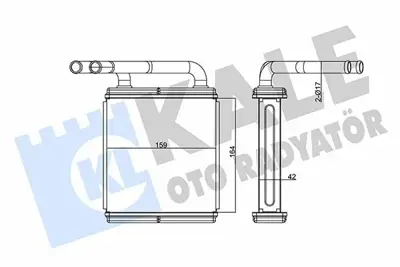 KALE 346835 Kalorifer Radyatoru Hyundai H100 Minibus 1994-2005 (163×165×42) GM 9721143050, GM 9721143010, GM 9721143100, GM 6283009, GM 8FH351308311, GM 254M14, GM 77608, GM 8721143010