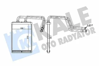 KALE 347140 Kalorıfer Radyatoru Hyundaı Elantra 2001-2006 (210x155x26) GM 971382D000, GM 971382D200, GM 77612, GM 254M26, GM 8FH351315691, GM 8FH351315231