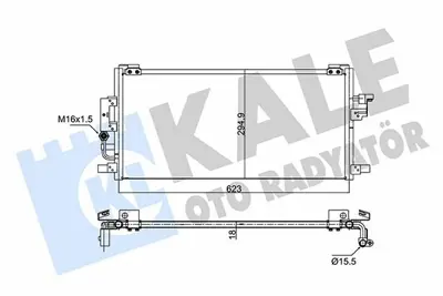 KALE 350695 Klima Radyatoru (Kondanser) Toyota Corola 1.4 1.6 1997-> (727x281x16) GM 21217526267, GM 21217527666, GM 7526267, GM 7527666