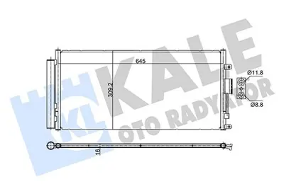 KALE 353090 Klima Radyatoru Fıat 500 1,4ı 07> (666×312×16) GM 51819064, GM 51932163