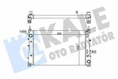 KALE 363110 Motor Su Radyatoru Fıat Lınea Punto Evo 1.3-1.6 Mjtd 1.4tjet 07<12 (Mt) (Mekanık) (620x416x34) GM 51785217, GM 51852517, GM 51898955, GM 59116448, GM 8MK376756511, GM 50518982, GM 61694, GM 5185217