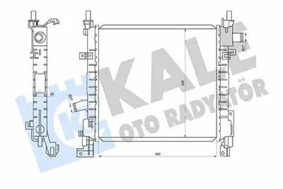 KALE 363230 Su Radyatörü GM 1231795, GM 1361841, GM 1S5H8005BA, GM 1S5H8005BB, GM 1S5H8L161BA, GM 1671692, GM ME1S5H8005BB, GM 1S5H8005AA, GM 1053079, GM 8MK376764251