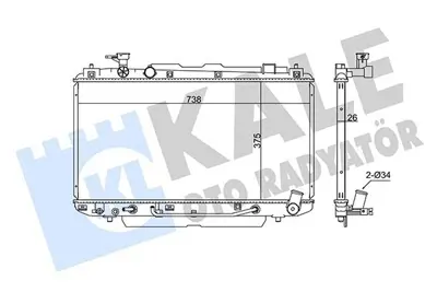 KALE 366100 Motor Su Radyatoru Toyota Rav 4 2000 2005 Otomatık Vıtes (375x738x26) GM 1640028140, GM 1640028190, GM 1640028460, GM 1640028180, GM 1640028191, GM 1640028500, GM 164002850087, GM 164002846087, GM 164002819087, GM 1640028230