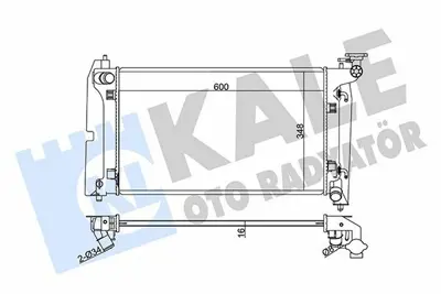 KALE 366800 Motor Su Radyatoru Corolla 2002 2007 Avensıs 2002 2007 Otomatık Vıtes (600x350x16) GM 164000D220, GM 16410YZZ07, GM 1640000230, GM 164000D120, GM 164000D200, GM 164000D210, GM 164000D230, GM 164000D240, GM 164000D250, GM 164000G020