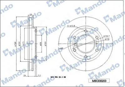 MANDO MBC030203 On Fren Aynası Havalı Mıtsubıshı L200 2.5 D 4x4 06-12 Pajero 10-13 3.2 (294x6) GM MN102276