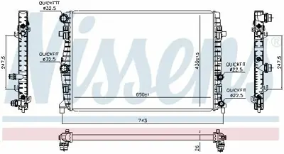 NISSENS 606723 Radyatör Vw Polo 1.0 Tsi 1.6 Tdi 2018> GM 2Q0121253A, GM 2Q0121253K, GM 2Q0121253L, GM 2Q0121253P, GM 5Q0121251EA, GM 5WA816411C, GM 6R0121253D, GM 6R0121253H, GM 6R0121253R